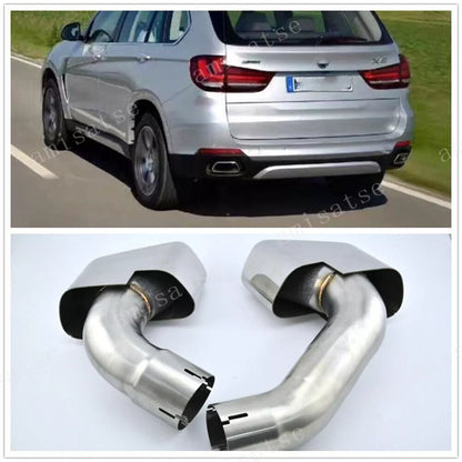 Steel Rear Bumper Exhaust Tips for BMW F15 X5 (2014-2015) 2 x Muffler Pipes