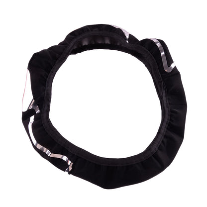 Universal Silver Black Steering Wheel Cover Anti-Slip PU Leather Protector
