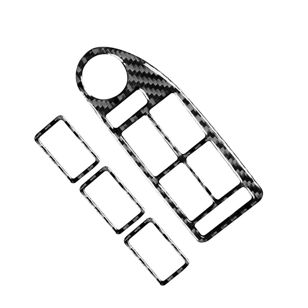 Carbon Fiber Black Window Lift Switch Button Cover Trim for BMW 5 Series (1996-2003)