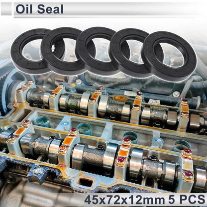 Oil Seal 45x72x12mm 5 Pcs NBR Black for Vehicle