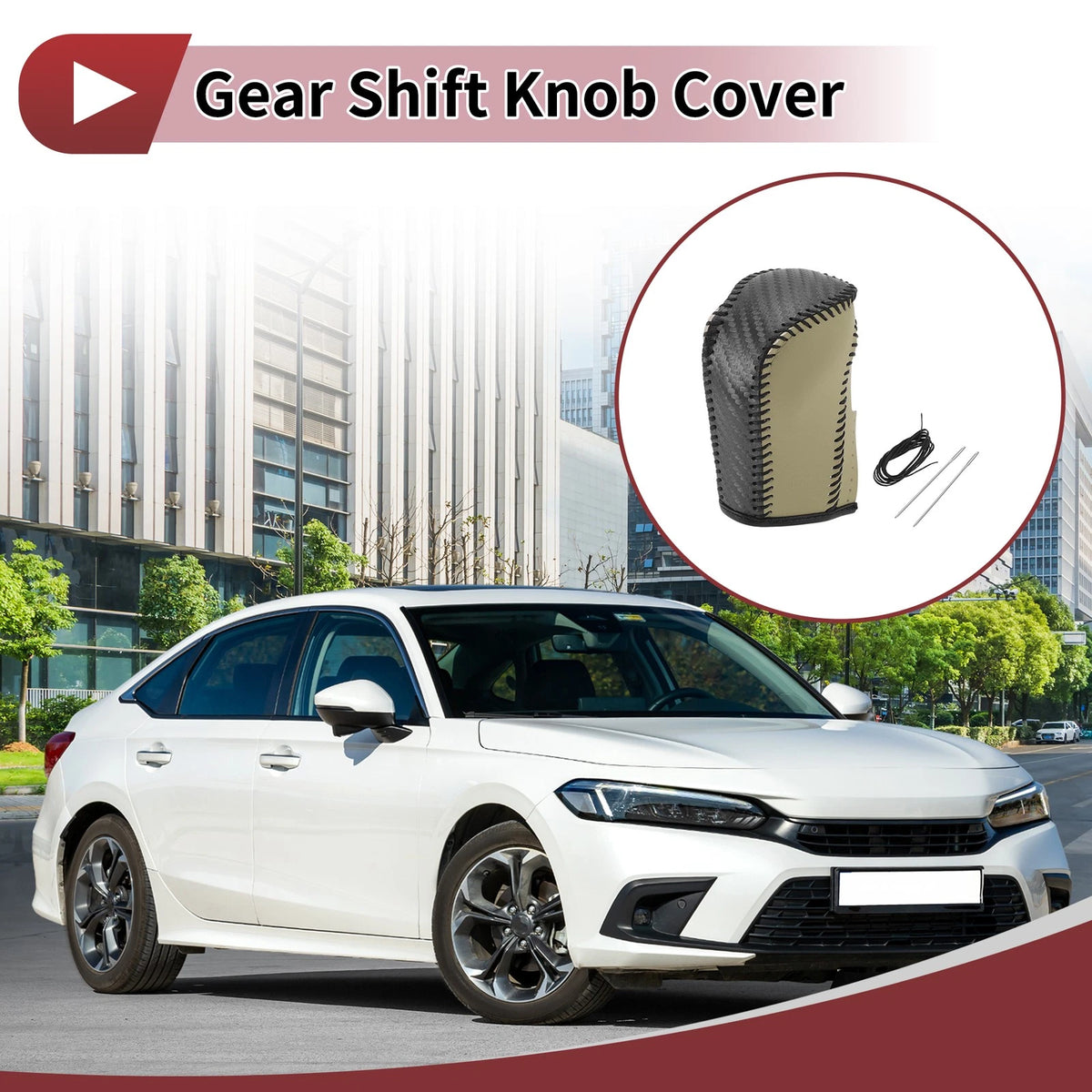Car Gear Shift Knob Cover 1 Pc for Honda Crider (2019-2022) Beige Leather