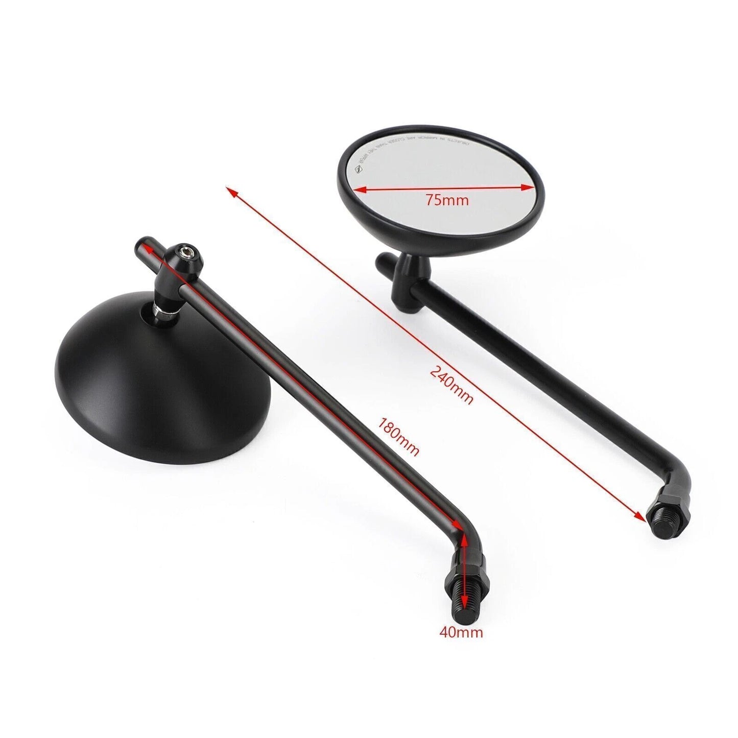 3" Motorcycle Handlebar Mirrors Pair for Universal Models