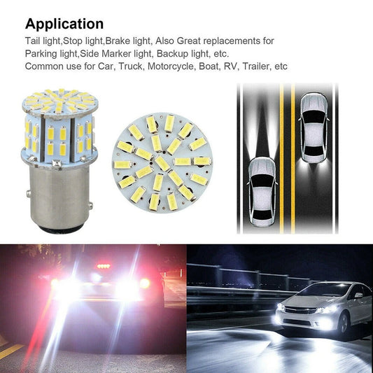 1157 BAY15D 4pcs 50SMD LED Tail Stop Light Bulbs 6000K Pure White for Vehicles