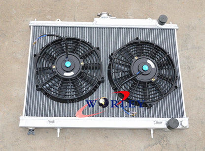 42mm Aluminum Radiator & 2 Fans for Nissan Skyline R33 R34 GTR GTS-T