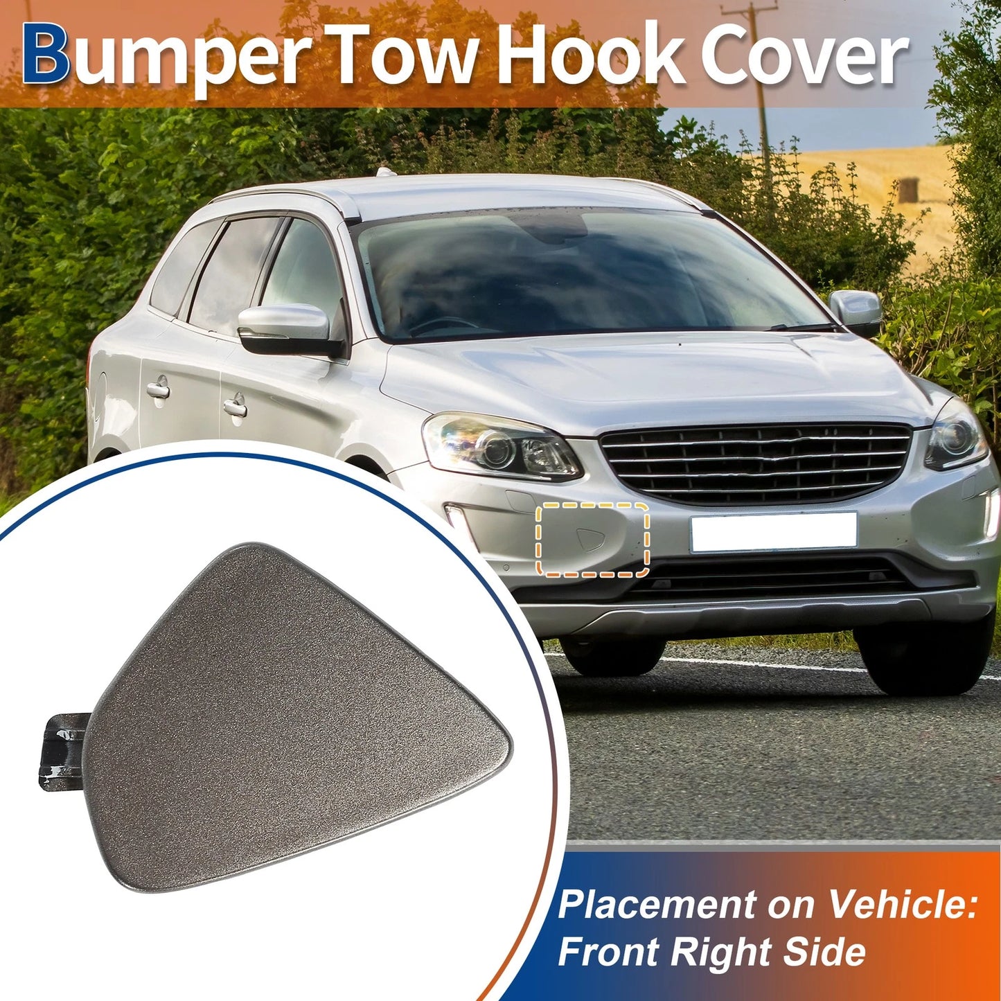 Front Right Tow Hook Cover for Volvo XC60 (2014-2017) Dark Gray
