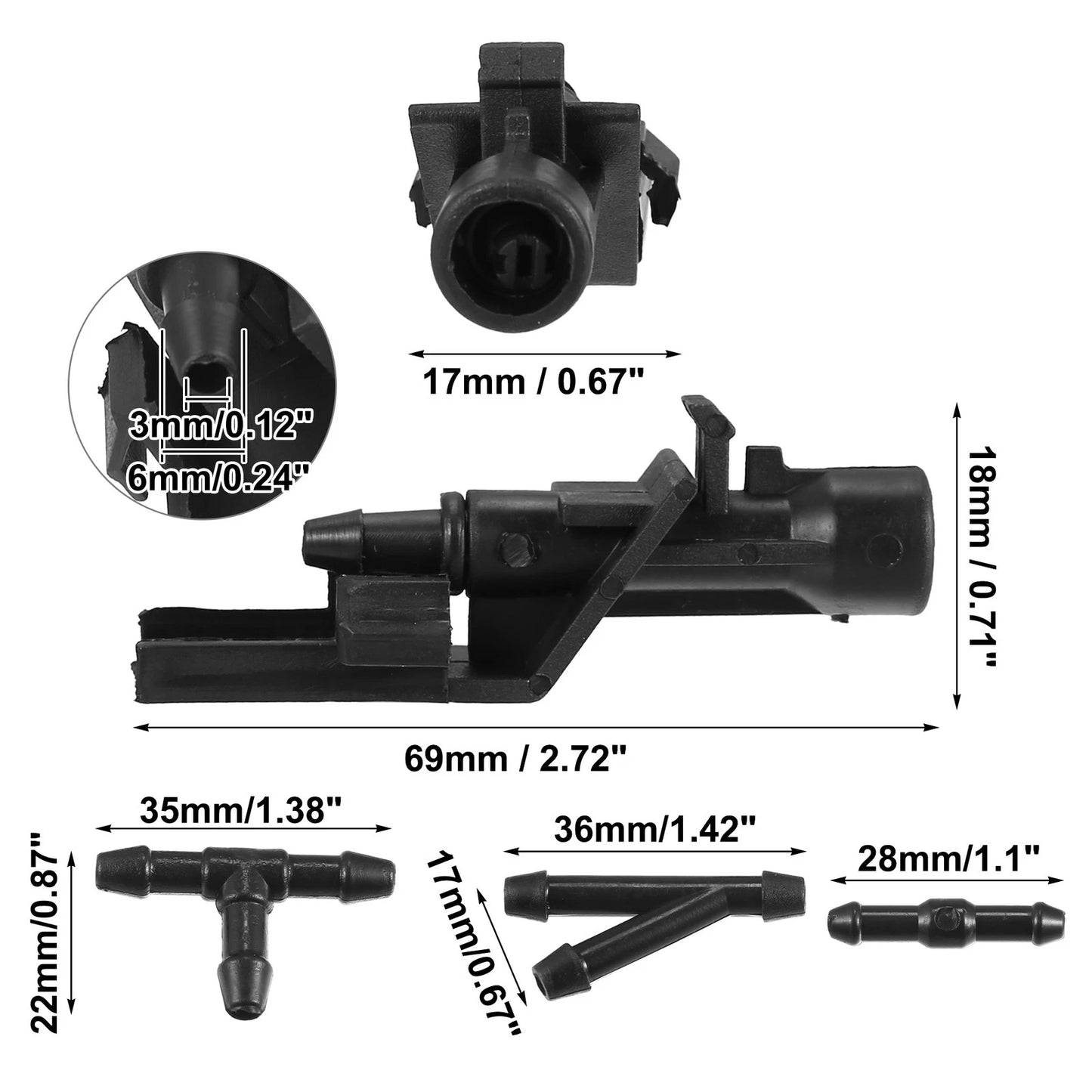 Windshield Washer Nozzles & 2.5m Hose for Honda (2016-2023)