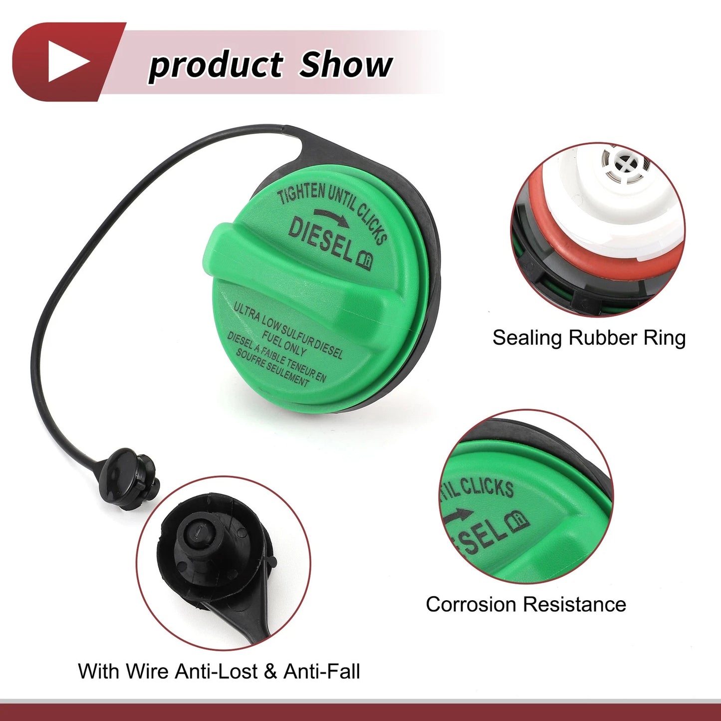 Gas Fuel Tank Cap for GMC Sierra 2500HD 3500HD Black White Green