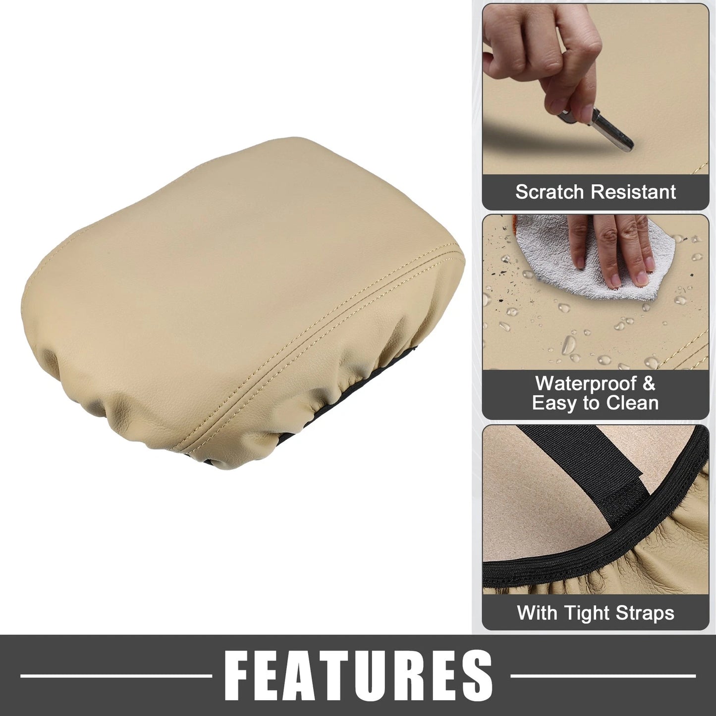 Waterproof Armrest Seat Box Cover for Ford Explorer (2012-2019) Beige