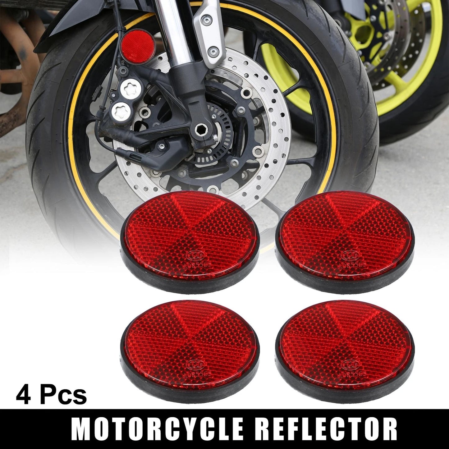 4pcs M6x1.0 Red Universal Screw Mount Round Warning Reflector for Motorcycle