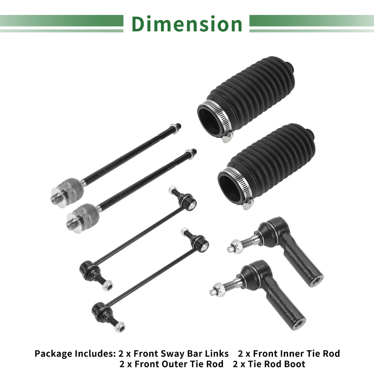 8pcs Front Suspension Kit Tie Rod Ends & Sway Bar Links for Ford Mustang (2005-2010)