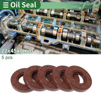 Oil Seal 22x45x8mm Brown 5 Pcs for Make Model