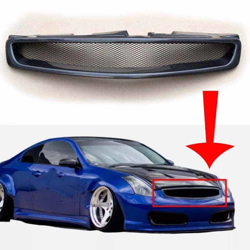 Real Carbon Fiber Front Bumper Mesh Grille for Infiniti G35 Coupe 2003-2007