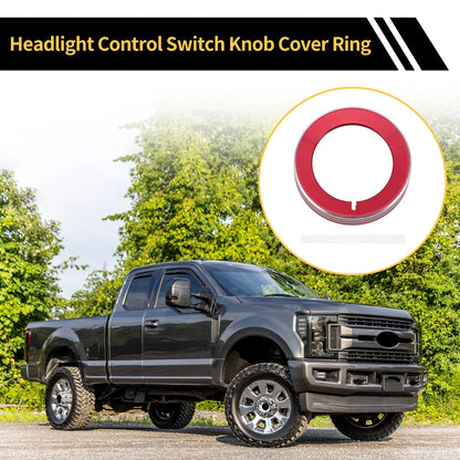 Red Headlight Control Switch Knob Cover Ring for Ford F-150 (2016-2021)