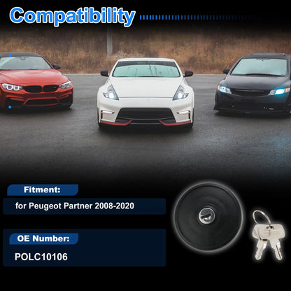 Gas Cap for Peugeot Partner (2008-2020) Black Fuel Tank Cap 1 Set