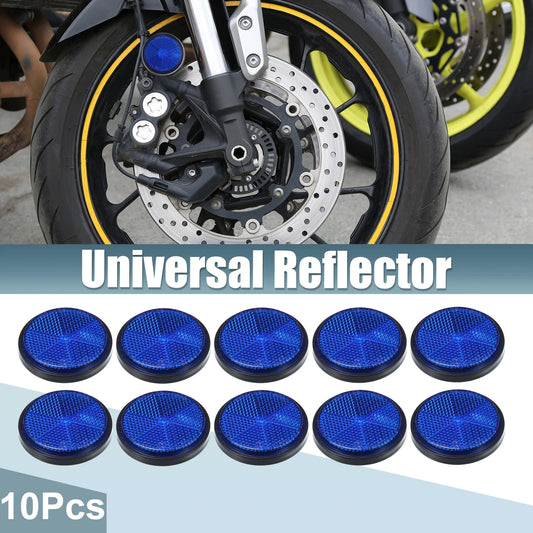 10 x Universal Round Shape Reflectors for Motorcycle Garbage Cans Car Blue