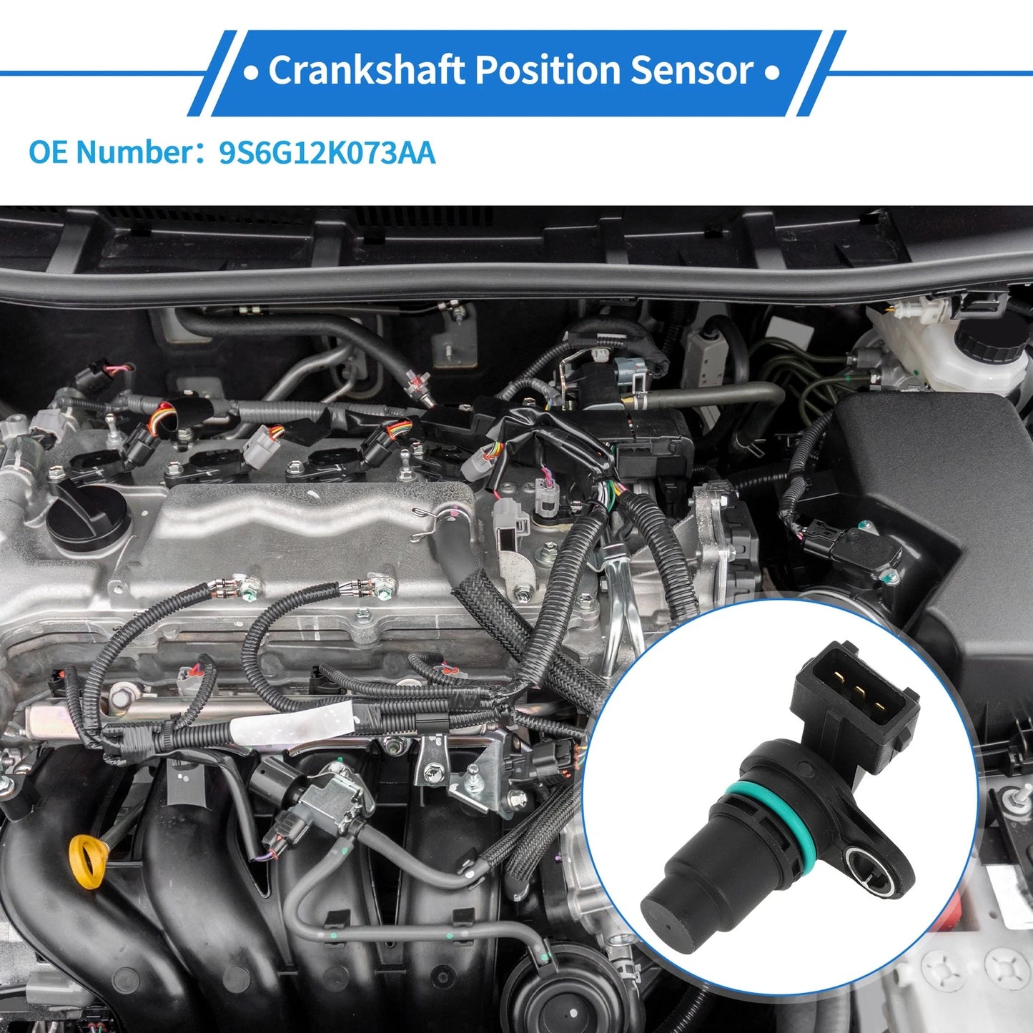 Crankshaft Position Sensor for Ford Fiesta (2011-2014) 1 Pc Black
