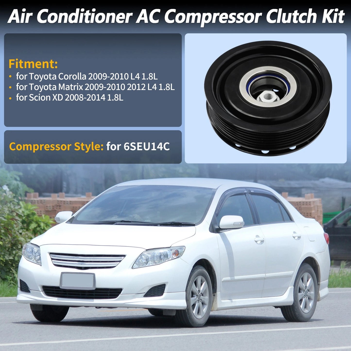 AC Compressor Clutch Kit 6-Groove for Toyota Corolla Matrix