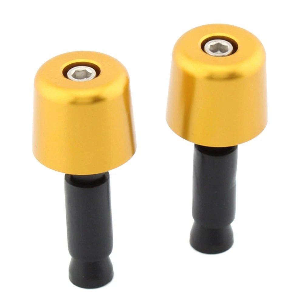 Gold 1in Handlebar Hand Grips & End Caps for Universal Motorcycle