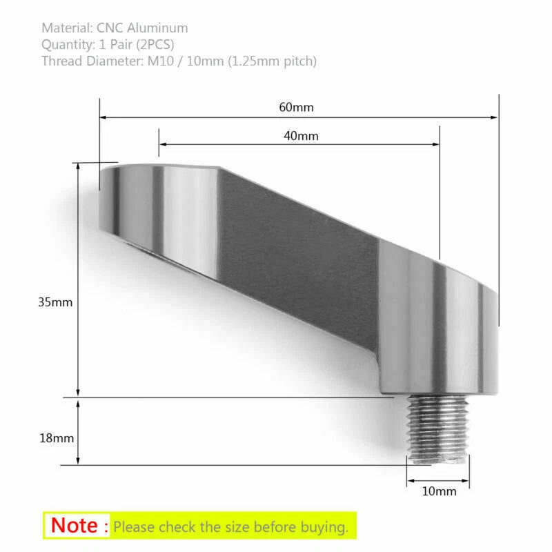 M10 x 1.25mm Right Thread Mirror Extension Pair