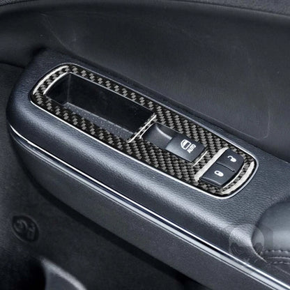 Real Carbon Fiber Door Window Switch Cover Trim Fit For Dodge Charger 2011-2014