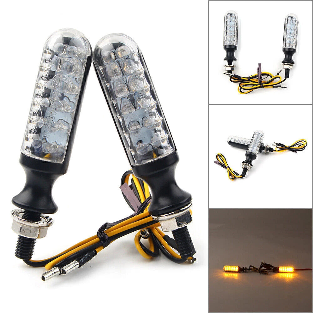 2 x Universal Motorcycle Turn Signal Lights for Various Models (12V)