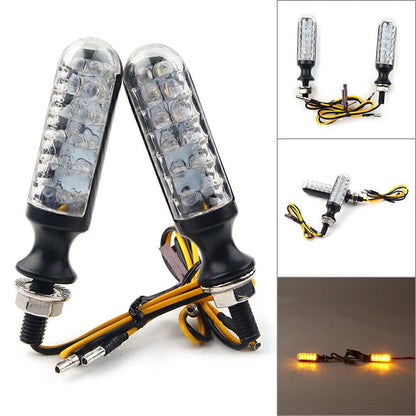 2 x Universal Motorcycle Turn Signal Lights for Various Models (12V)