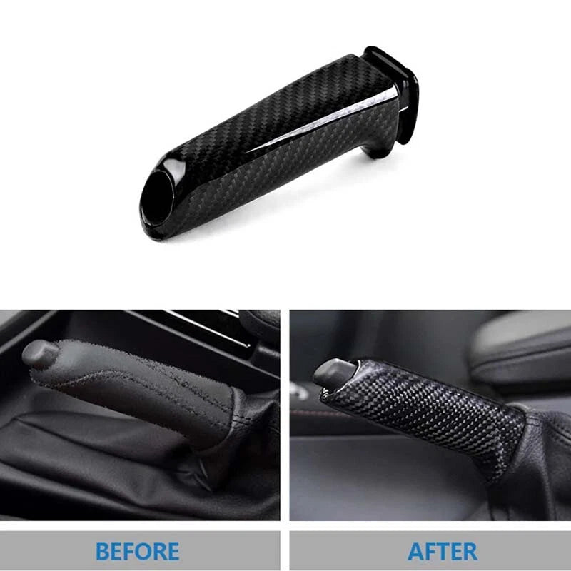 Car Carbon Fiber Hand Brake Handbrake Grip Fit for BMW E46 E90 E92 3 Series