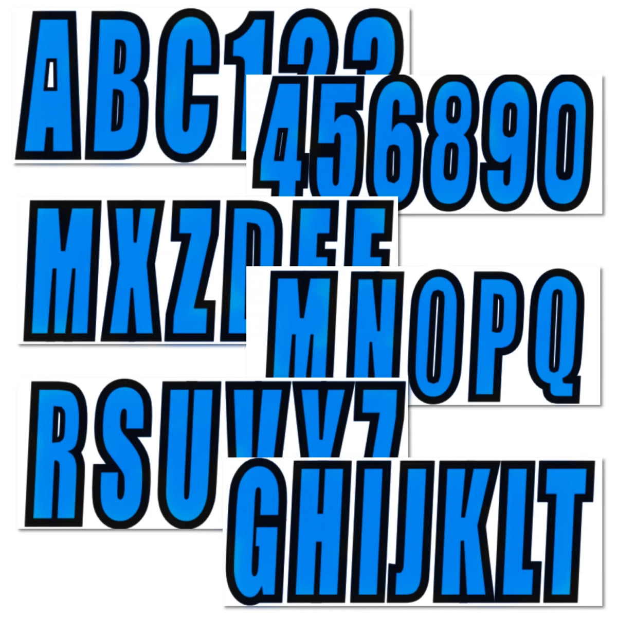 Blue Boat Registration Sticker Decals A-Z Letters 0-9 Numbers