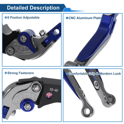 Adjustable Brake Clutch Levers for Honda CBR600RR (2007-2016) - Titanium Blue