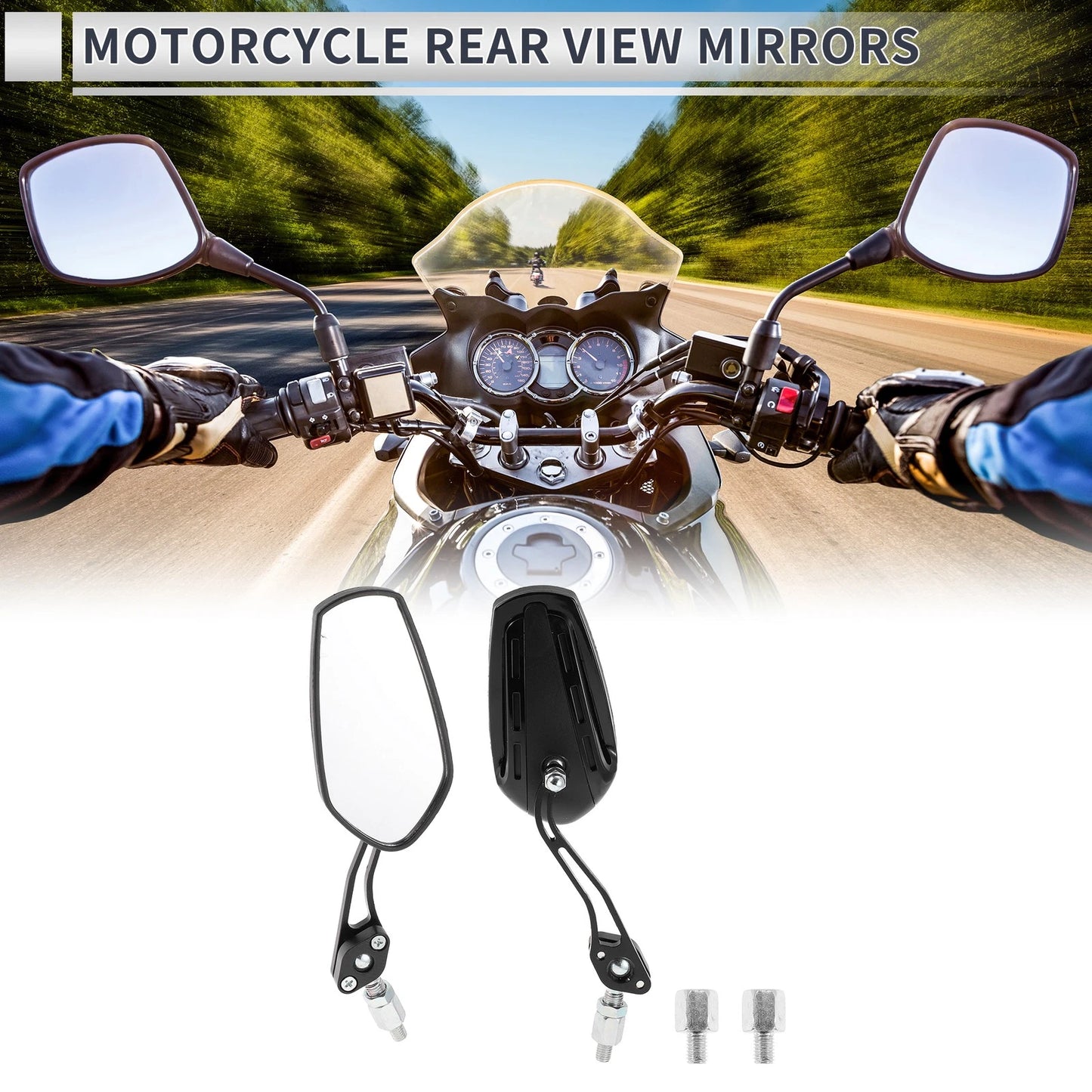M8/M10 1 Set Rear View Mirrors for Motorcycle