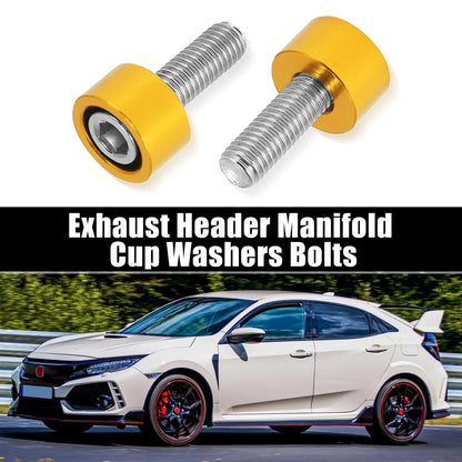 9 Pcs M8x1.25 Header Manifold Cup Washers Bolts Gold Tone for Honda Acura