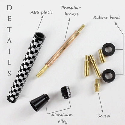 3" Checkered Flag Antenna Racing Screw Nut for Mini Cooper (New)