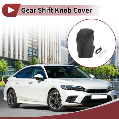Car Gear Shift Knob Cover for Honda Fit (2021-2023) Black Faux Leather