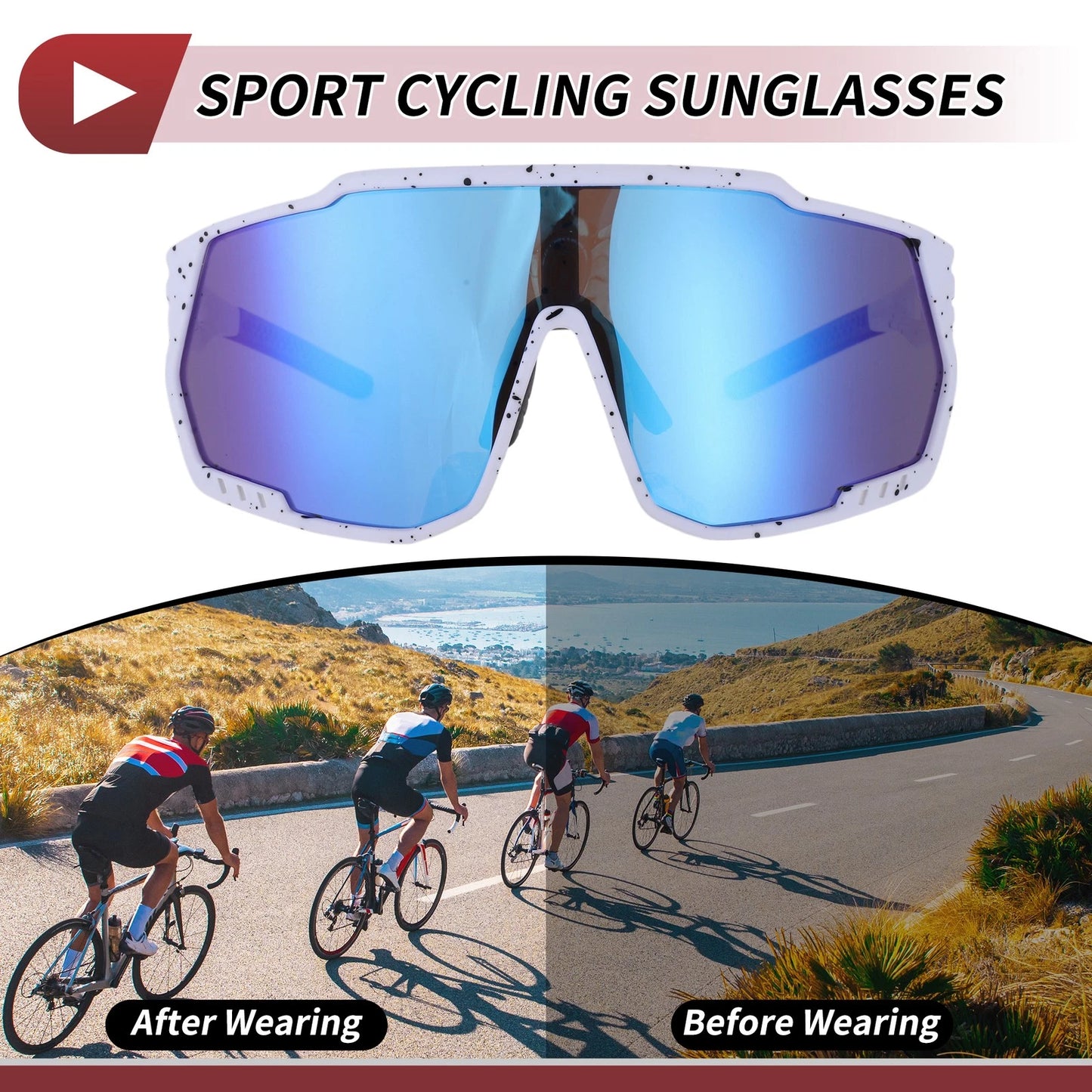 1 x Motorcycle Riding Goggles Blue White with Black Spots Tri-Acetyl Cellulos