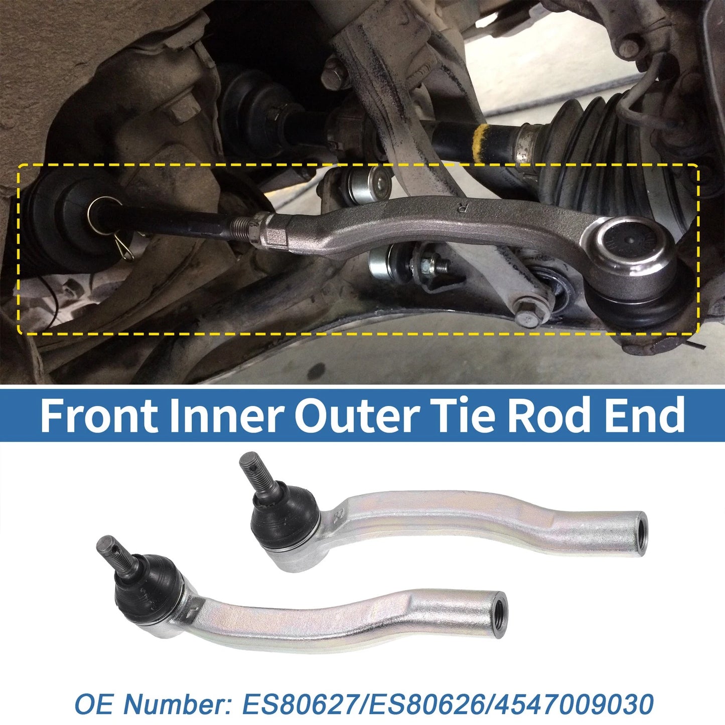 2 x Front Outer Tie Rod End Links for Toyota Sienna (2003–2010)