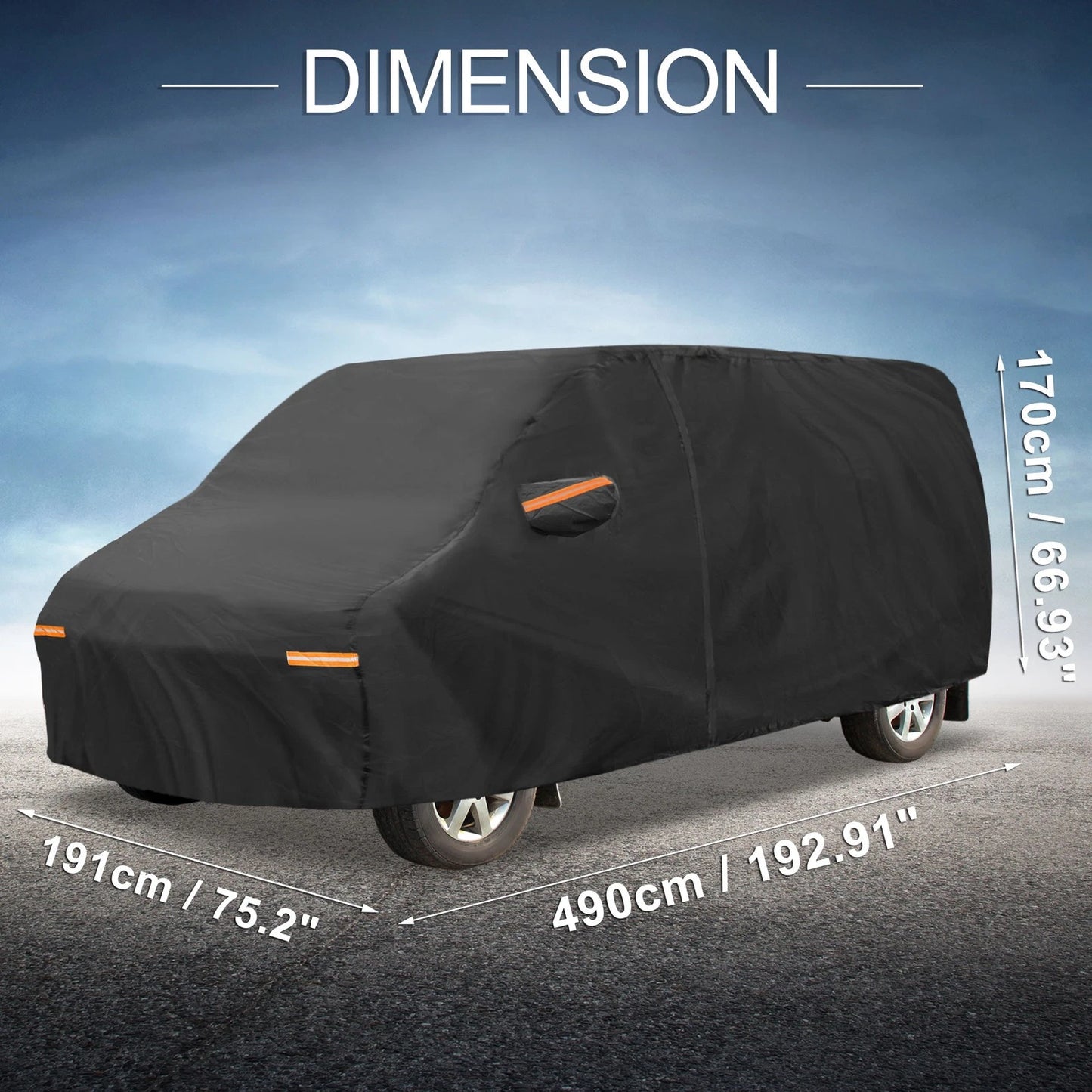 Car Cover with Left Side Door Zipper 210D-PU for Ford E-Series