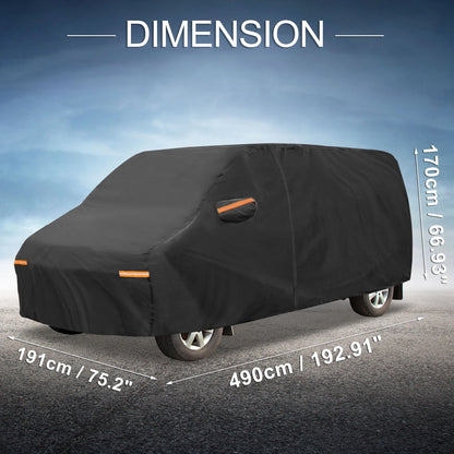 Car Cover with Left Side Door Zipper 210D-PU for Ford E-Series