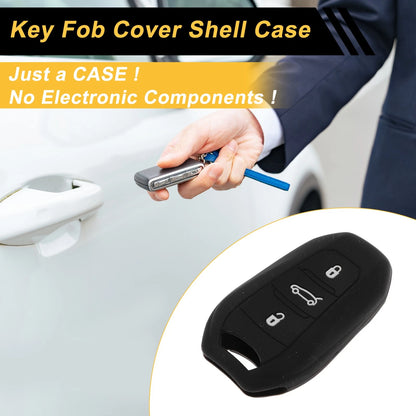 Black Key Fob Shell Cover Case for Peugeot 208/e208 (2019-2023)