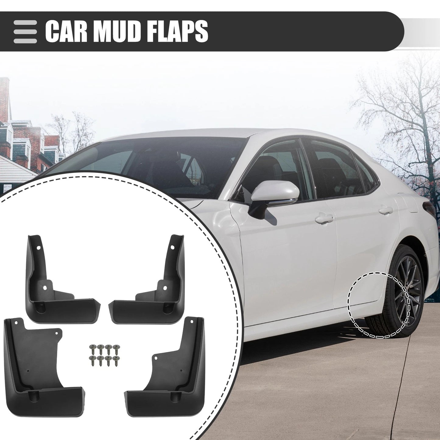 Car Mud Flaps Splash Guards  Black for Toyota Camry (2018-2022)