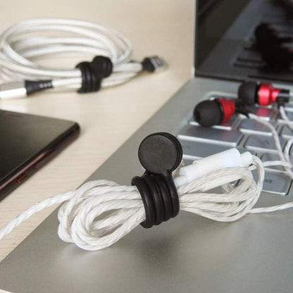 20 x Reusable Silicone Magnetic Twist Ties for Organizing - Black