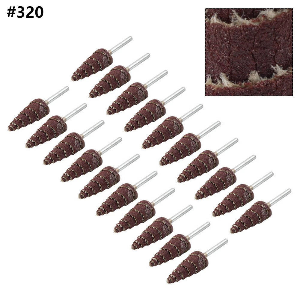 10 x 3mm Cone Sandpaper Flap Wheel for Rotary Tool (240-400 Grit)