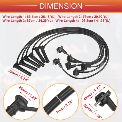 6 Pcs Spark Plug Wire Ignition Coil Cables for Ford Mustang (2005-2014)
