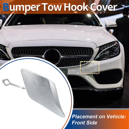 Front Bumper Tow Hook Cap for Mercedes-Benz C250 (2012-2015) Silver Tone