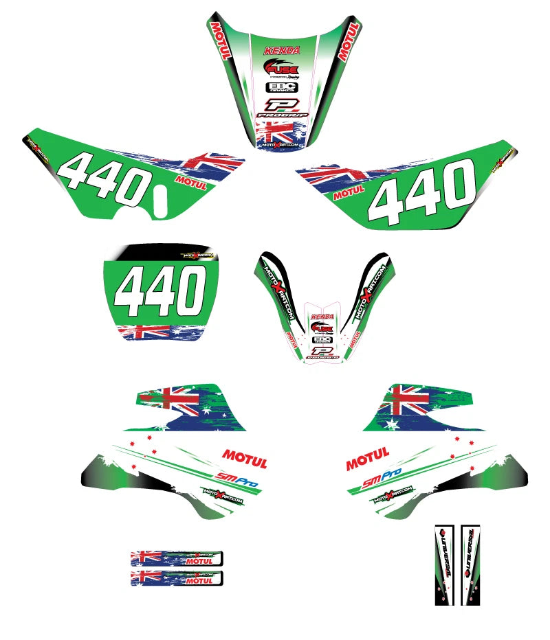 Kawasaki KDX 50 Custom Sticker Kit Aussie Pride Decals Graphics