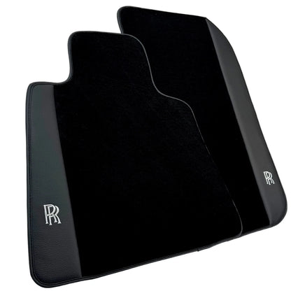 Black Floor Mats for Rolls Royce Dawn (2016-2023) 2 x Black Leather by AutoWin