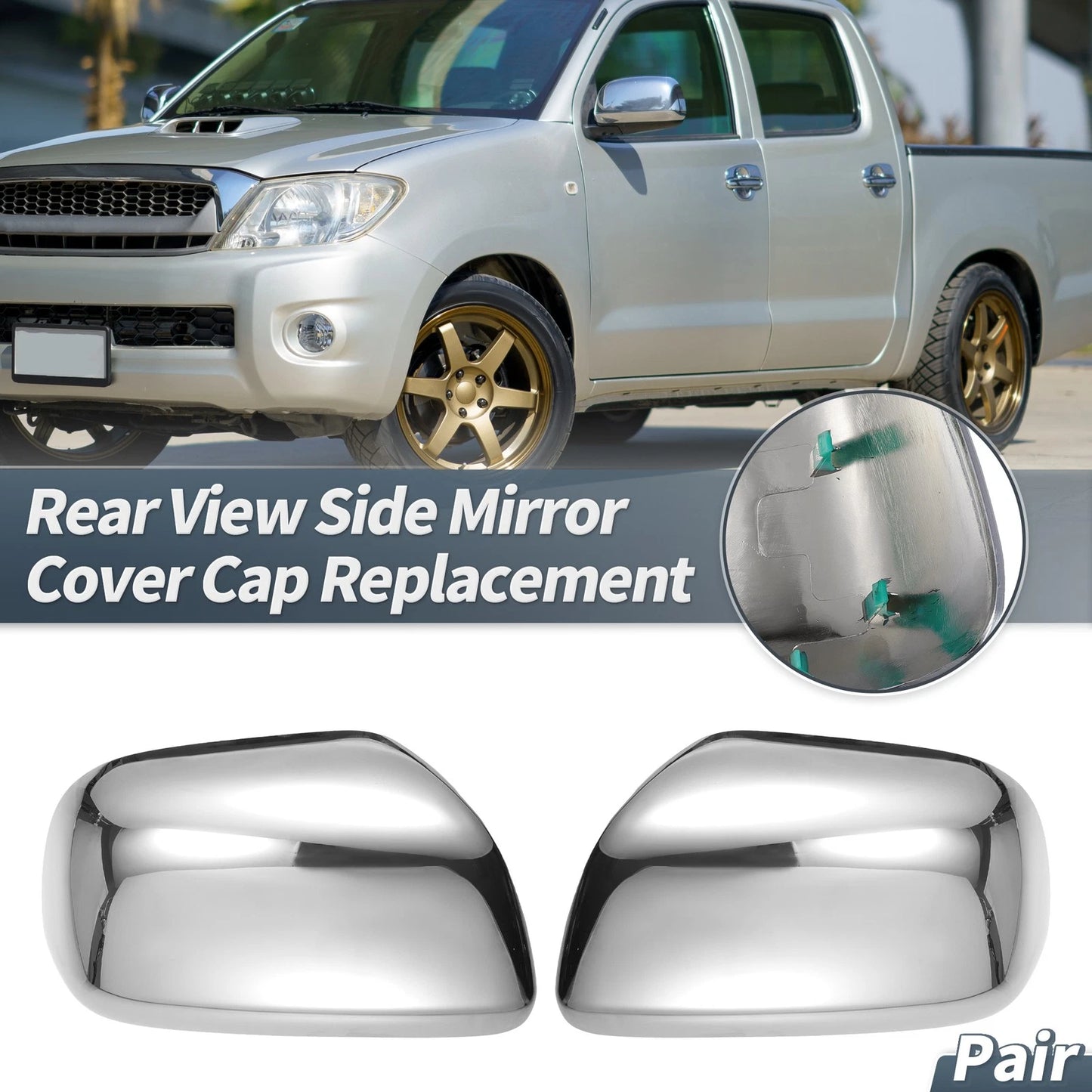 Rearview Mirror Cover Cap Chrome Plated for Toyota Hilux Vigo (2005-2011)