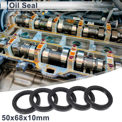 Oil Seal 5 Pcs Seal Ring Rotary Shaft Seal NBR Rubber 50x68x10mm Black