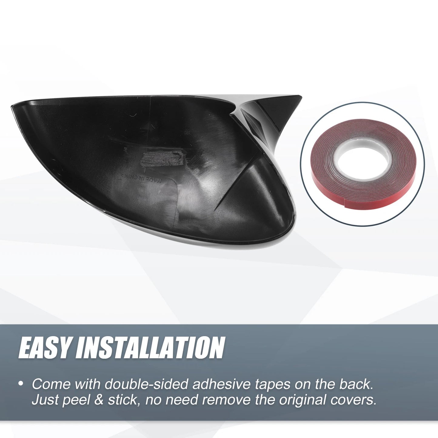 Gloss Black Rearview Mirror Covers for Ford Mustang GT (2015-2024)