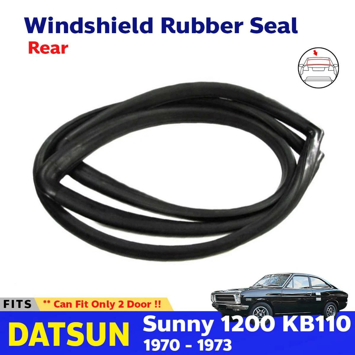 Rear Windshield Rubber Weatherstrip Fits Datsun Sunny KB110 2D Coupe 1970-73 D06