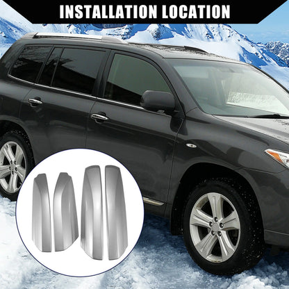 Roof Rack End Cap Covers for Toyota Highlander (2008-2013) Silver Tone